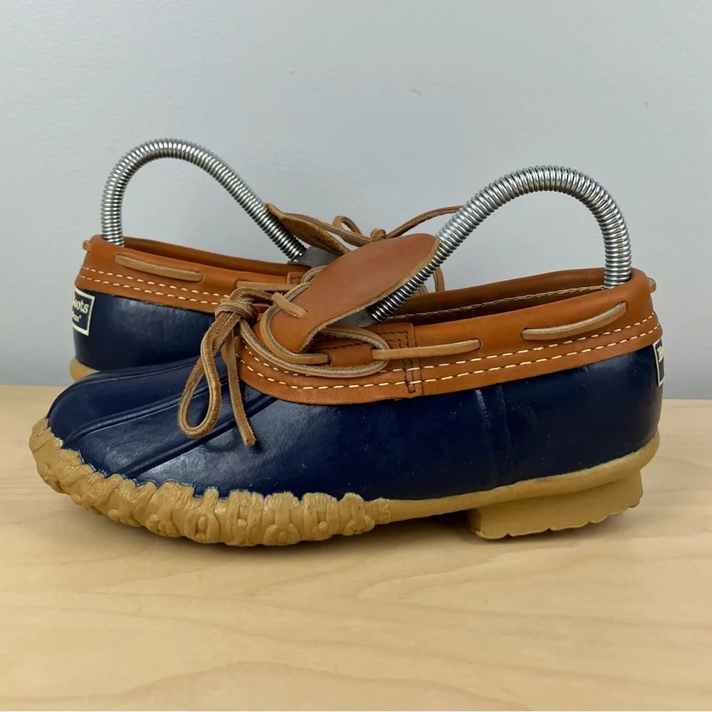 L.L. Bean Navy Blue and Brown Women's Winter Duck Boots
